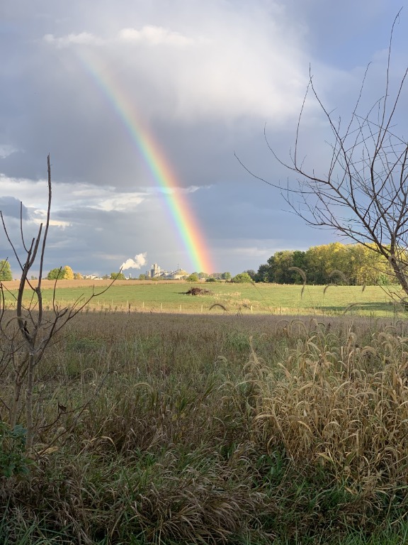 Looking east from the east end of the Old Patterson Farm. Some will recognize where the rainbow strikes the ground.